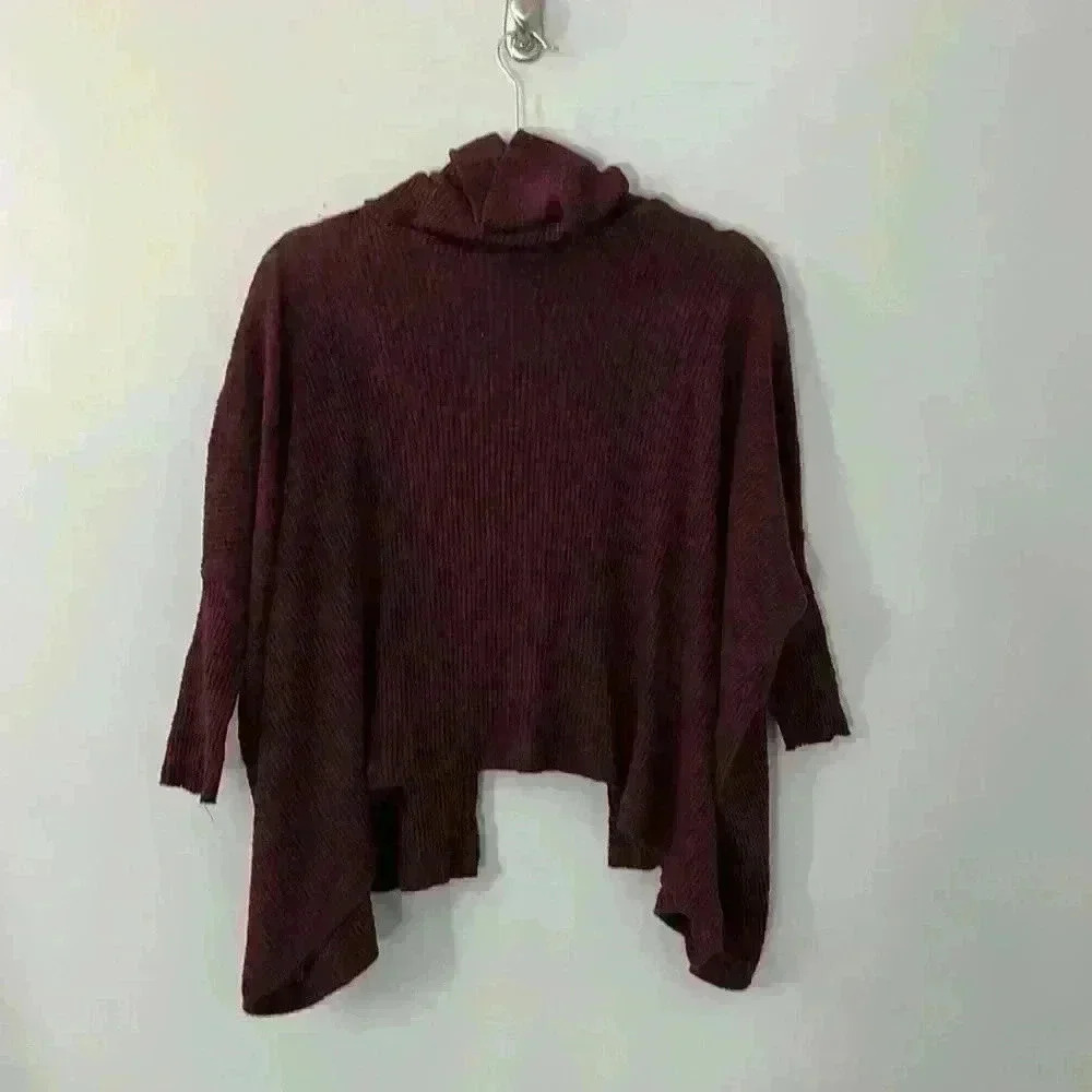 Free People Beach Burgundy Turtleneck Open back Sweater Size S Small